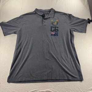 COOGI‎ Mens 5X Gray Kangaroo Australia Flag Embroidered Polo Shirt
